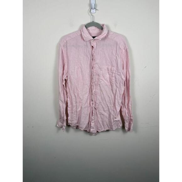 Vineyard Vines Men’s Size 100% Linen Shirt Pink Long Sleeve Large - Picture 1 of 6